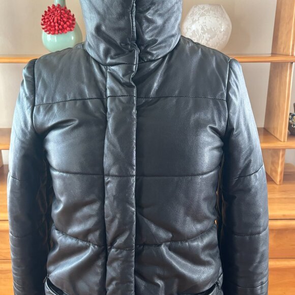 WOMEN'S ZARA COLLECTION LAMB BLACK PUFFER COAT/JACKET ORIG. $159 SZ S EUC - Picture 5 of 8